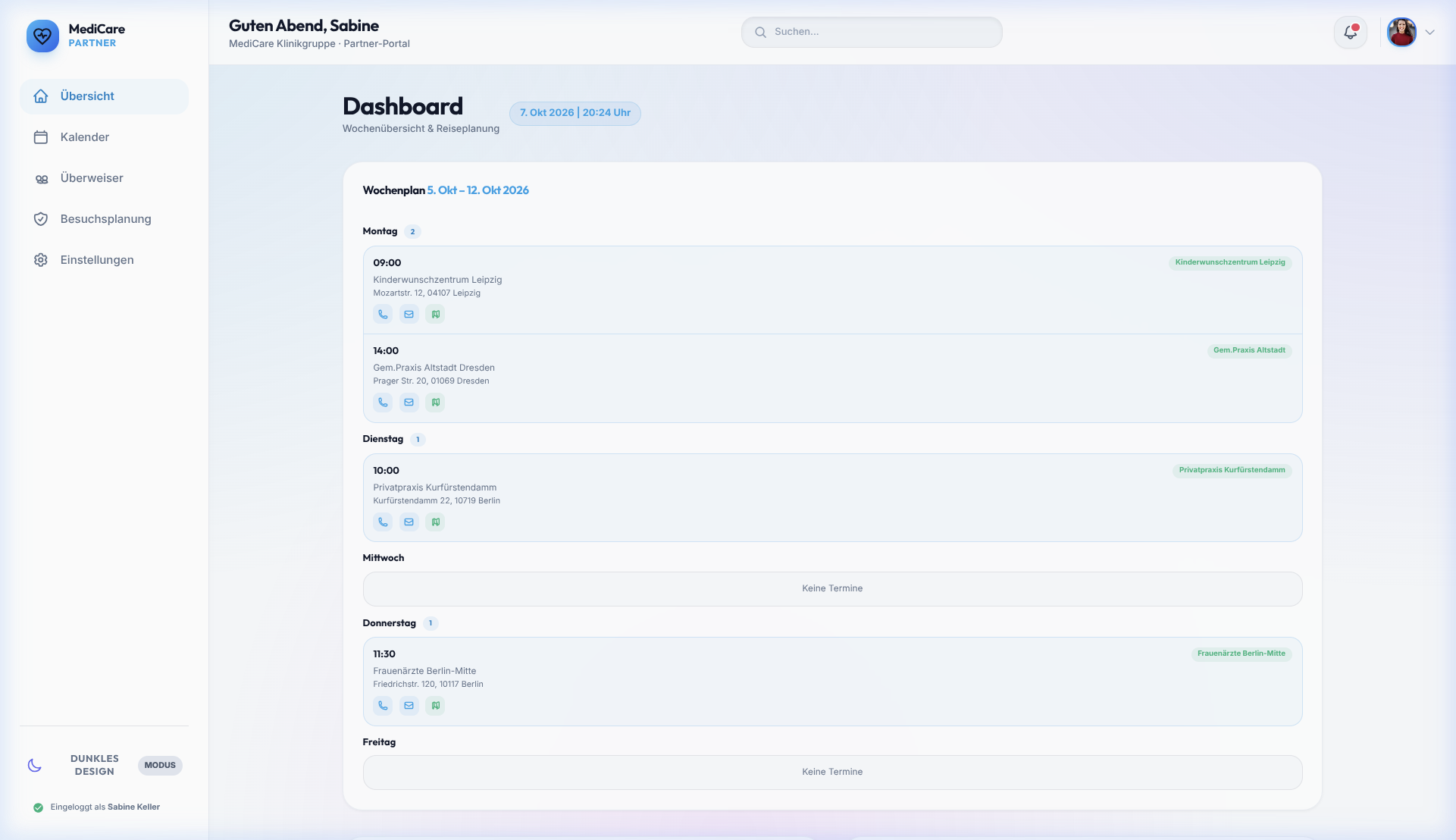 Partnermanager Dashboard Echtansicht