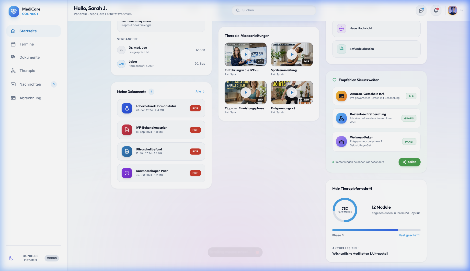 Patientenportal Mediathek Echtansicht